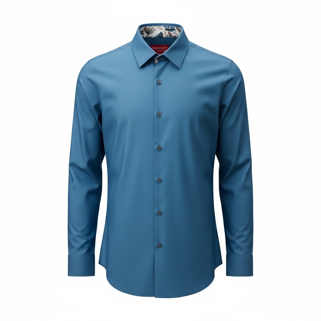 Consequence Satin Feel Button-Up Shirt With Blue Paisley Print Size L